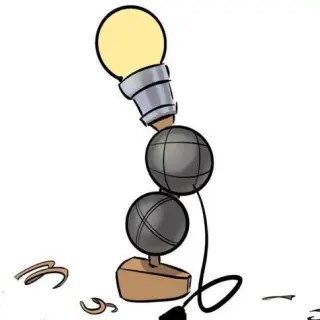 icone de lampe fabriquée avec des boules de pétanques